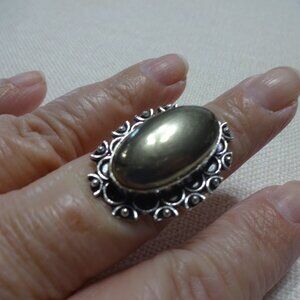 Unique APACHE PYRITE Handmade Sterling Ring Size 9 #851B